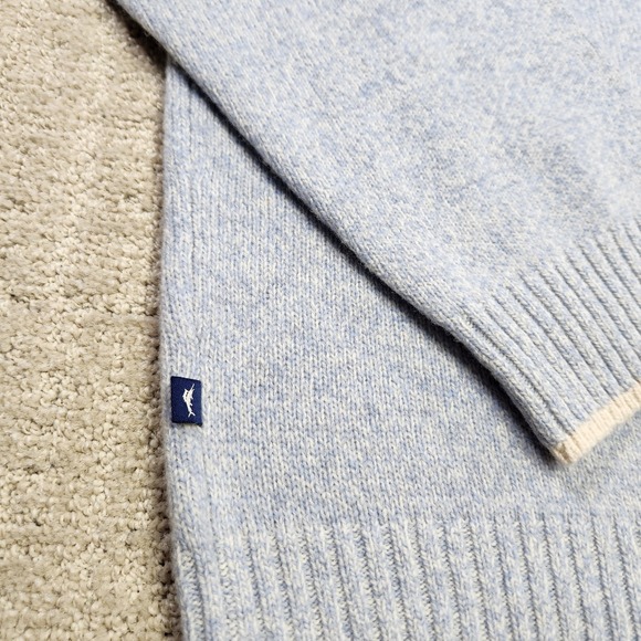 Tommy Bahama Sweater Men 3XL Merino Wool Blend 1/4 Zip Blue Knit - Picture 7 of 9